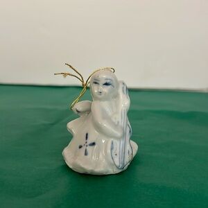 Angel ornament Ukraine ceramic blue and white